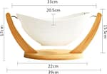 Ceramic Fruit Plate / Elegant Ceramic Fruit Bowl Set with Wooden Base