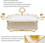 2.8 Liters Luxury Ceramic Chafing Dish Buffet Set with Gold Accents