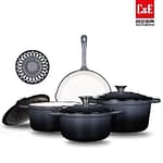 4 Set C&E Creative Art Enameled Cast Iron Cookware Set