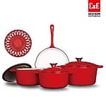 4 Set C&E Creative Art Enameled Cast Iron Cookware Set