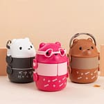2-Layer Teddy Bear Lunch Bowl - Stackable Bento Box