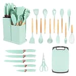 Comprehensive Silicone Kitchen Utensil and Knife Set with Holder