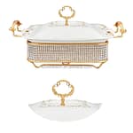 2.8 Liters Luxury Ceramic Chafing Dish Buffet Set with Gold Accents