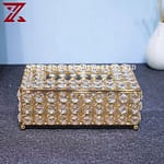 Crystal Luxury Tissue Holder / Box Cover (Gold Finish)