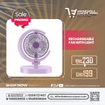 Rechargeable Fan with Light (Half-Moon Design, 4-Speed)