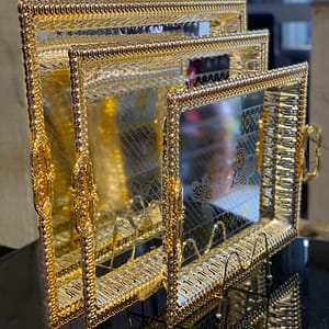 Elegant Gold-Colored Decorative Serving Trays