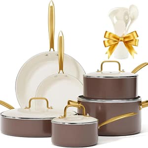 Ceramic Non-Stick Pots and Pans Set with Utensils