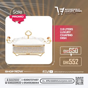 2.8 Liters Luxury Ceramic Chafing Dish Buffet Set with Gold Accents