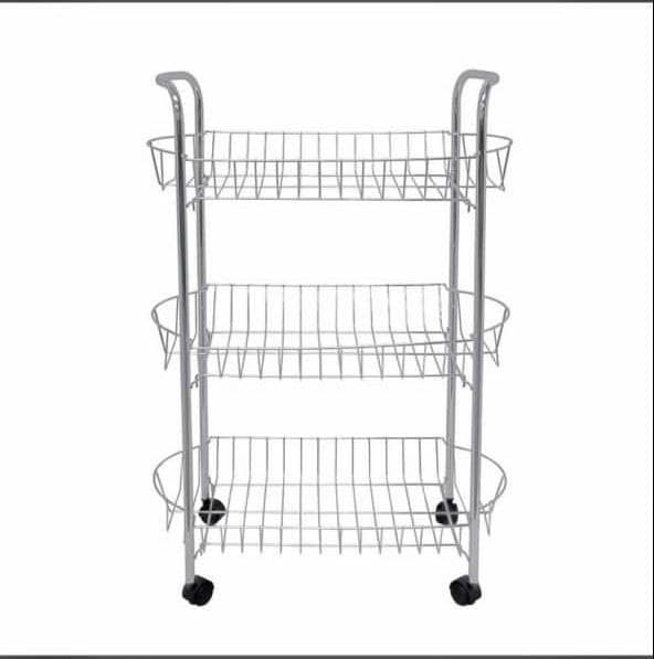 3-Tier Metal Utility Cart with Wheels