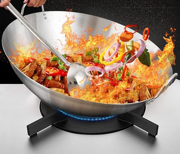 50cm Stainless Steel Wok Pan with Dual Handles