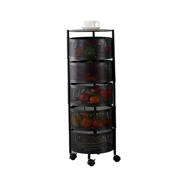 Rotating Carbon Steel Storage Basket Trolley