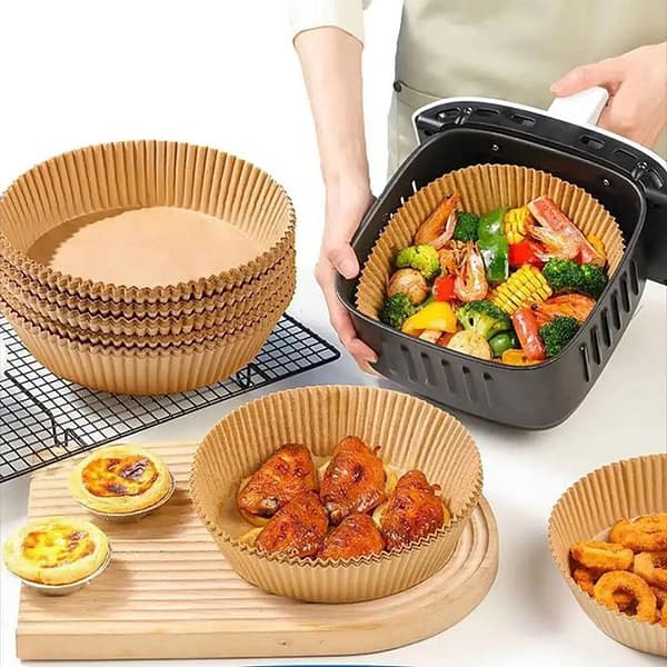 100 Pcs Disposable Round Paper Liners for Air Fryer Baskets, Grease-Proof and Heat-Resistant