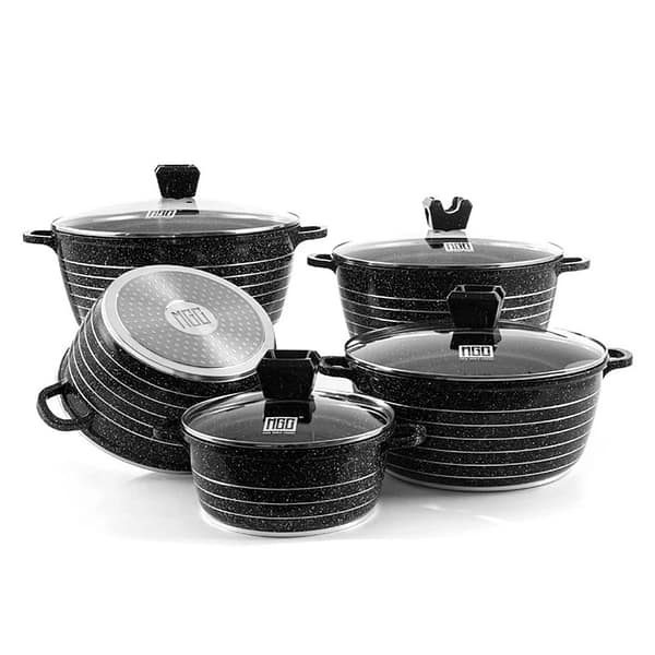 10-Piece Granite & Marble Non-Stick Cookware Set
