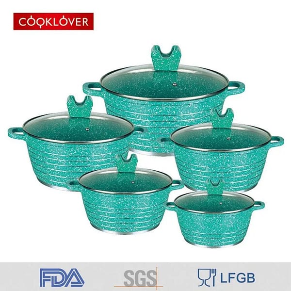 10-Piece Granite & Marble Non-Stick Cookware Set