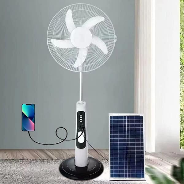 18-Inch Rechargeable Solar Fan with LED Lights