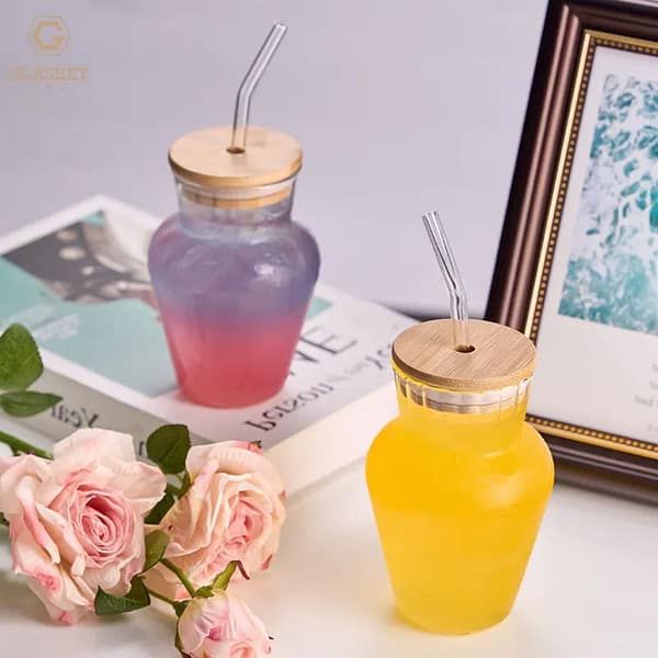 GlasKey Glass Tumbler with Bamboo Lid and Straw