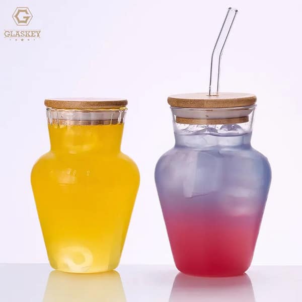 GlasKey Glass Tumbler with Bamboo Lid and Straw