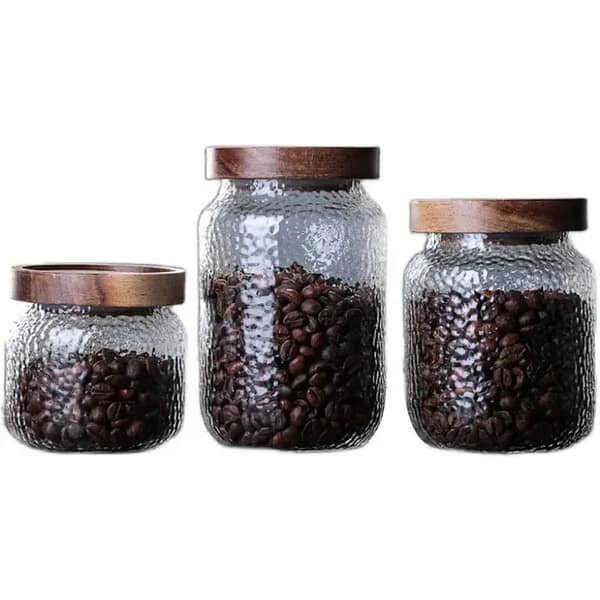 3-Piece Glass Storage Jar Set with Airtight Wooden Lids