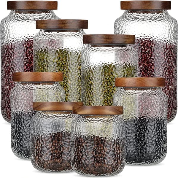 3-Piece Glass Storage Jar Set with Airtight Wooden Lids