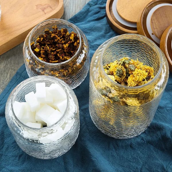 3-Piece Glass Storage Jar Set with Airtight Wooden Lids