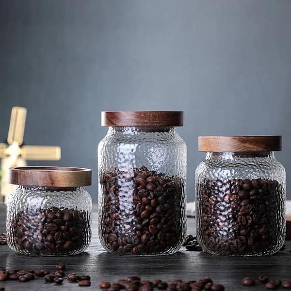 3-Piece Glass Storage Jar Set with Airtight Wooden Lids