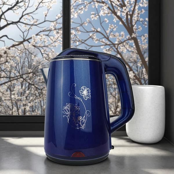 2.5-Liter Blue Floral Electric Kettle