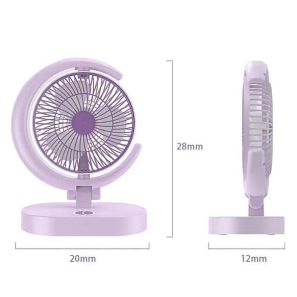 Rechargeable Fan with Light (Half-Moon Design, 4-Speed)