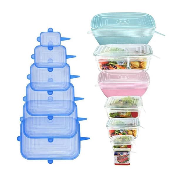 Silicon Food Cover / Longzon 6-Pack Rectangular Silicone Stretch Lids