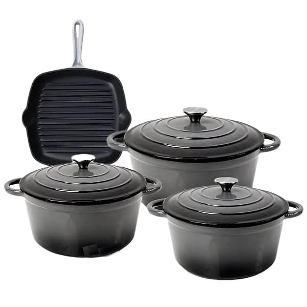 S. Chef Deluxe 4 Pcs Enamel Cast Iron Cookware Set
