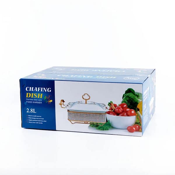 2.8 Liters Luxury Ceramic Chafing Dish Buffet Set with Gold Accents