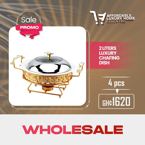 2 Liters Luxury Round Chafing Dish Buffet Set (Golden Pattern)