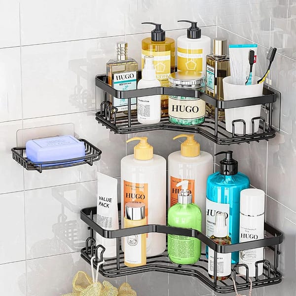 5-in-1 Adhesive Corner Shower Caddy and Bathroom Organizer Set