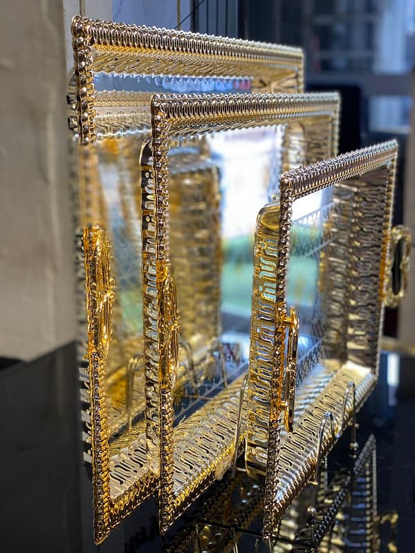 Elegant Gold-Colored Decorative Serving Trays
