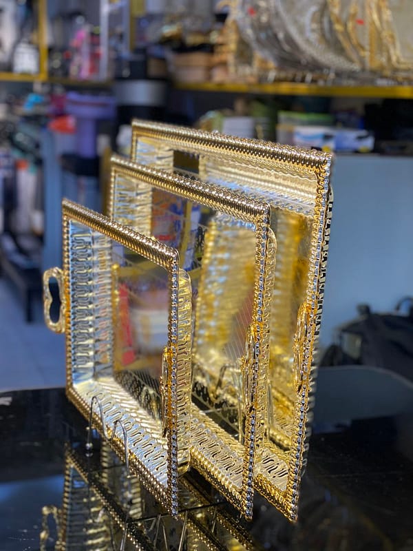 Elegant Gold-Colored Decorative Serving Trays