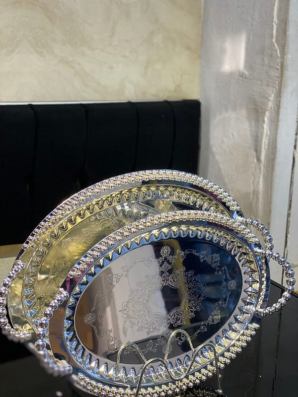 2pcs Luxurious Stainless Steel Serving Trays