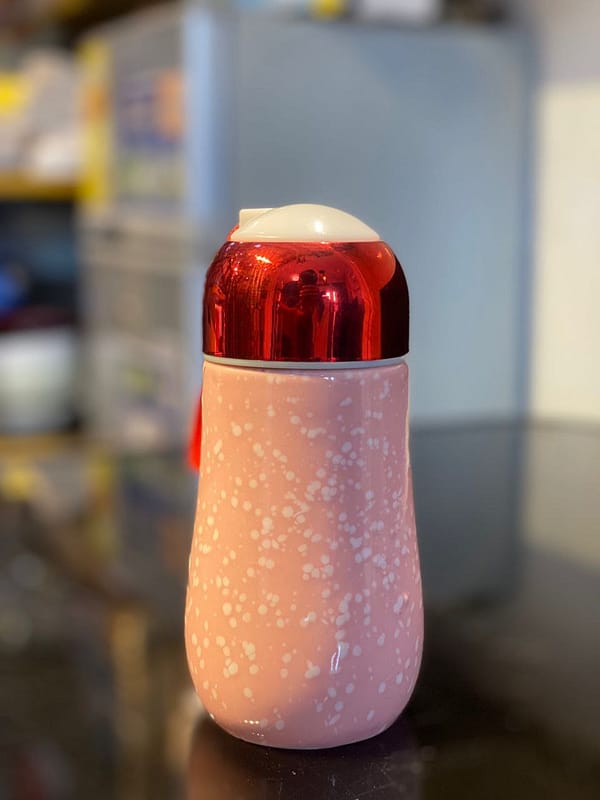 Pink Ceramic Flask with Cherry Blossom Design